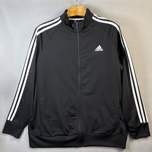 Adidas Track Jacket Women's Size‎ 2X Black White Essentials Warm Up Full Zip Gym - Picture 1 of 11